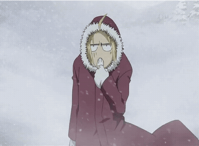 Person In Red Coat With White Hood GIF