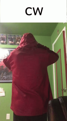 Person In Red Hoodie With CW GIF