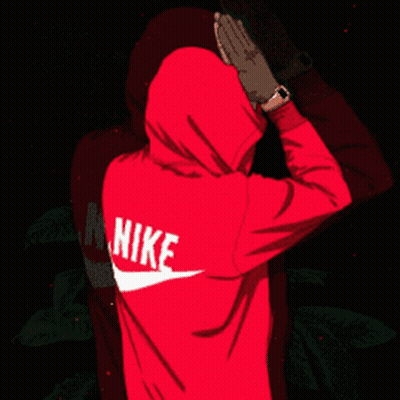 Person In Red Nike Hoodie With Hands Folded GIF