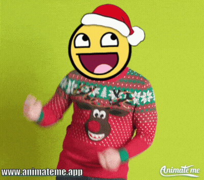 Person In Red Reindeer Sweater And Santa Hat GIF