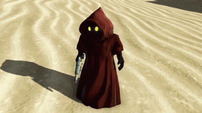Person in Red Robe With Hood and Yellow Eyes