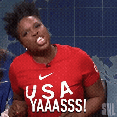 Person In Red Shirt Saying USA Yaaassss GIF