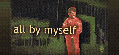 Person In Red Suit Saying All By Myself GIF