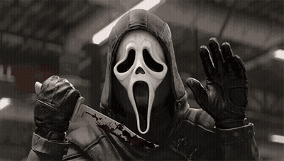 Person In Scream Mask Holding Bloody Knife GIF