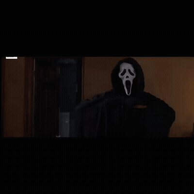 Person In Scream Mask Holding Knife GIF