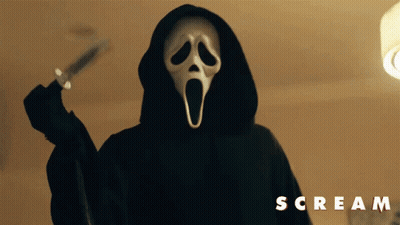 Person In Scream Mask Holding Knife GIF