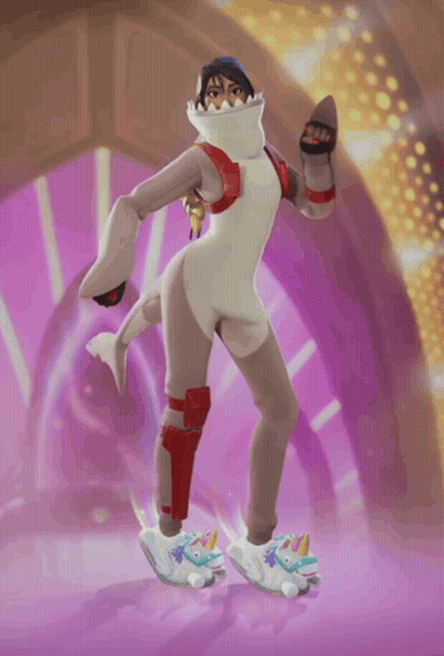 Person In Shark Costume Dancing In Pink Room GIF