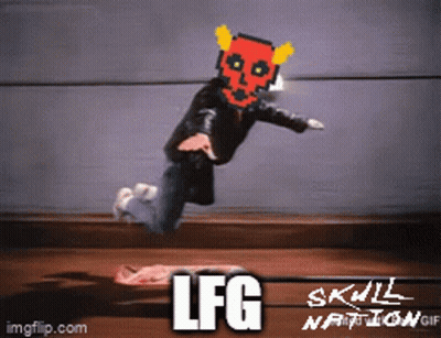 Person In Skull Mask Jumping LFG GIF