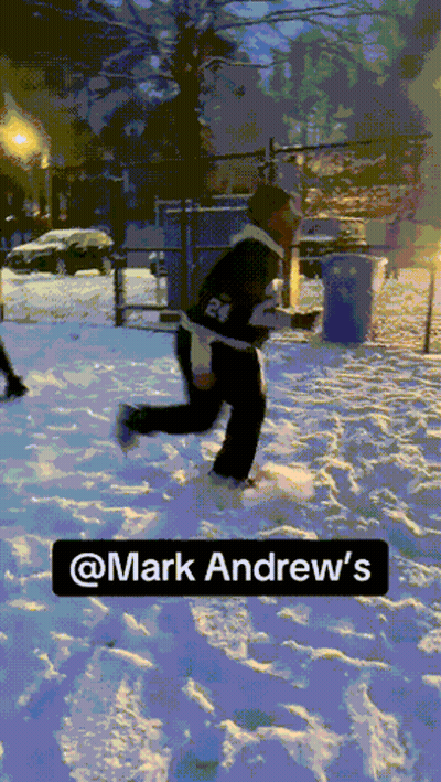Person In Snow With Name Mark Andrew GIF