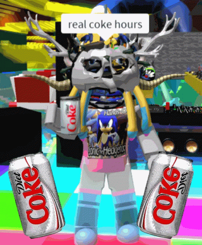 Person In Sonic Shirt Holding Diet Coke GIF