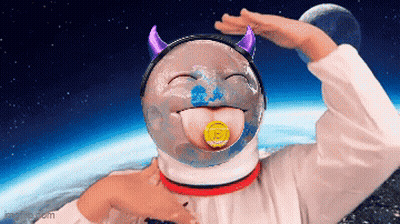 Person In Spacesuit With Coin Saying E GIF