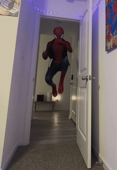 Person In Spiderman Costume Running GIF