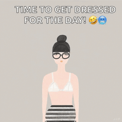 Person In Striped Dress Saying Time To Get Dressed For The Day GIF