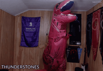 Person In Thunderstones Costume By Wooden Wall GIF