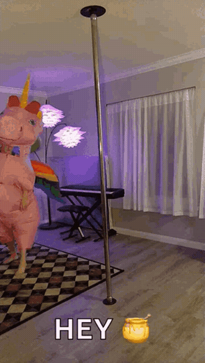 Person In Unicorn Costume By Pole GIF