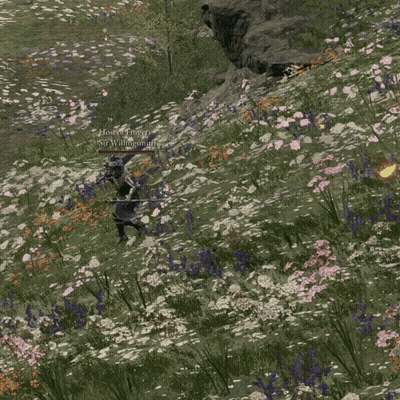 Person In Video Game Standing In Flowers Says Hostile Enemy Sir Willingham GIF