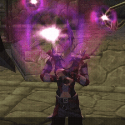 Person In Video Game With Purple Light From Head GIF