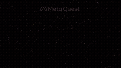Person In VR Headset Looking At Purple Planet GIF