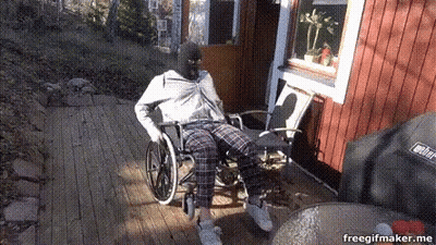 Person In Wheelchair By Weber Grill On Deck GIF