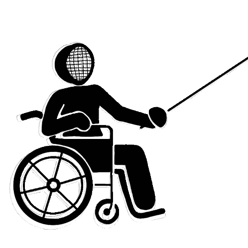 Person In Wheelchair Holding Fencing Sword Sticker