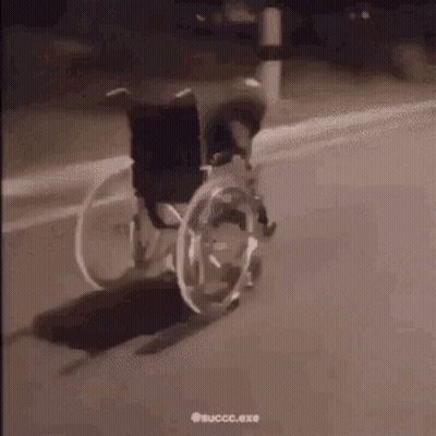 Person In Wheelchair Riding Skateboard At Night GIF