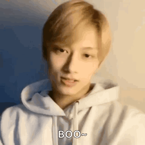 Person In White Hoodie Saying Boo GIF