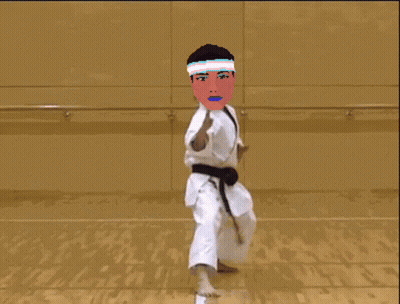 Person In White Karate Uniform With Pink Face GIF