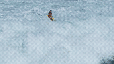 Person In Yellow Kayak With Paddle GIF