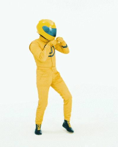 Person In Yellow Suit With Helmet Saying No Push GIF