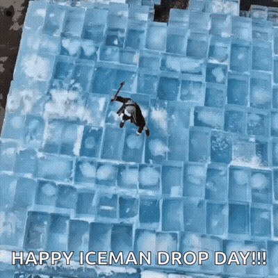 Person Jumping Over Ice Block Happy Iceman Drop Day GIF