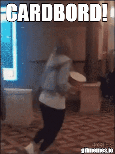 Person Jumping With Cardbord In Background GIF