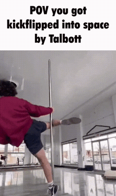 Person Kickflipping Into Space By Talbott GIF