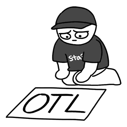 Person Kneeling Next To Otl Sign Sticker