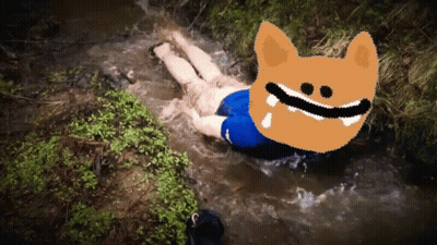 Person Laying In Water With Smiley Face Above GIF