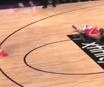Person Laying On Basketball Court With Xfinity GIF