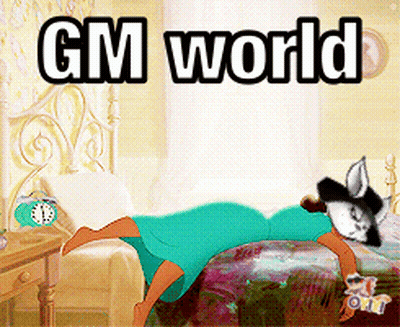 Person Laying On Bed With Gm World GIF