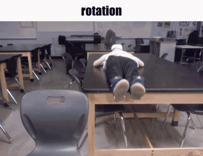 Person Laying on Classroom Table Saying Rotation