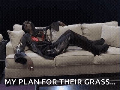 Person Laying On Couch Saying My Plan For Their Grass GIF