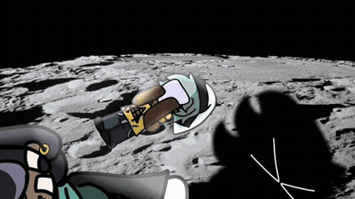 Person Laying On Moon With Clock Shadow GIF