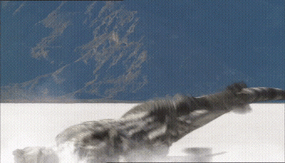 Person Laying On Snowy Surface With Mountains GIF