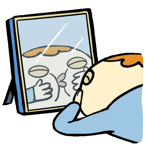 Person Looking At Mirror Sticker
