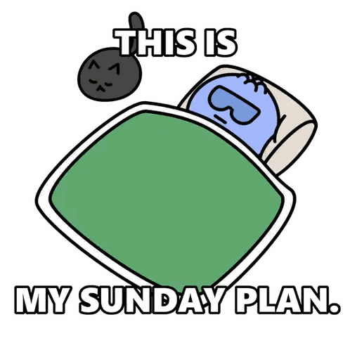 Person Lying In Bed With Sunday Plan Sticker