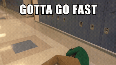Person Lying In Hallway Saying Gotta Go Fast GIF
