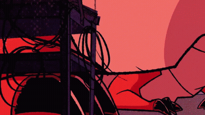 Person Lying On Ground Red Background GIF