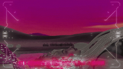 Person Lying On Ground With Purple Sky GIF