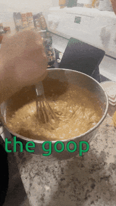 Person Mixing Batter In Bowl Saying The Goop GIF