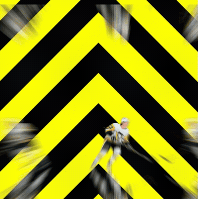 Person On Black And Yellow Striped Background GIF