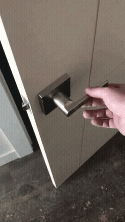 Person Opening Door With Stainless Steel Handle GIF