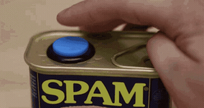 Person Opening Spam Can With Blue Button GIF