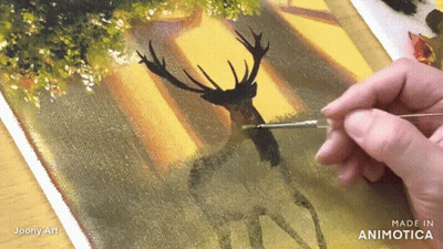 Person Painting Deer With Brush Made In Animatica GIF